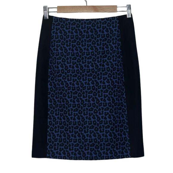 NWOT Banana Republic Black Leopard Print Pencil Skirt Stretchy women’s size 6 - Picture 1 of 16